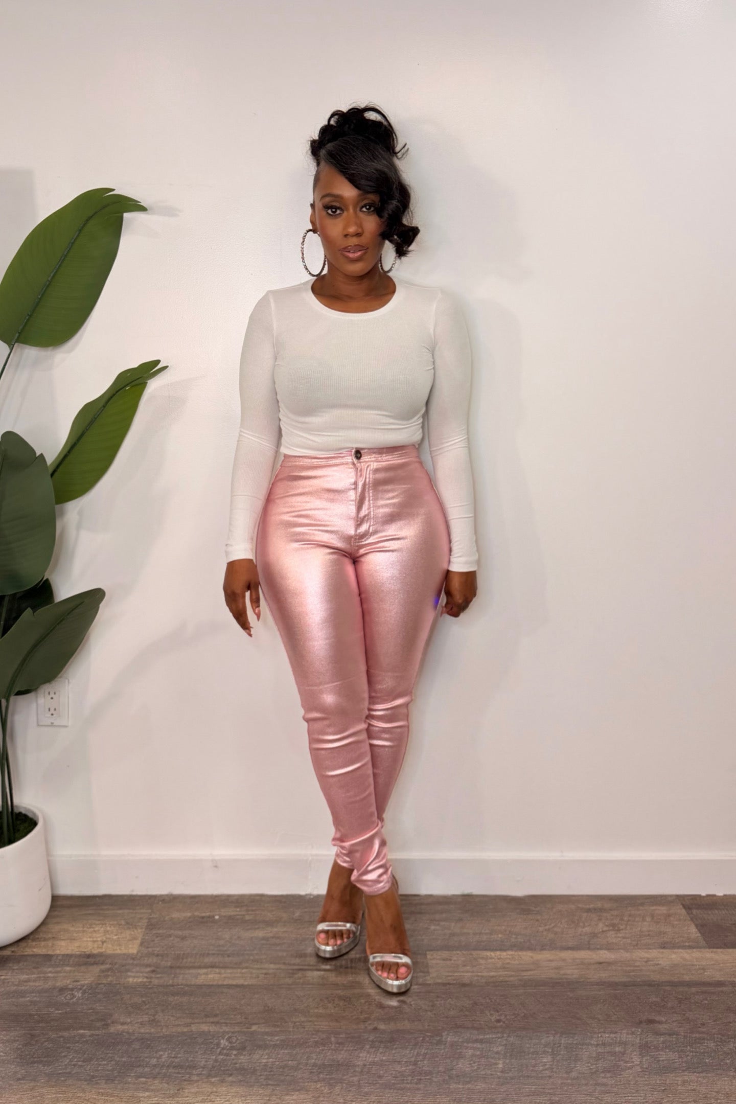 HIGH WAIST METALLIC PANTS