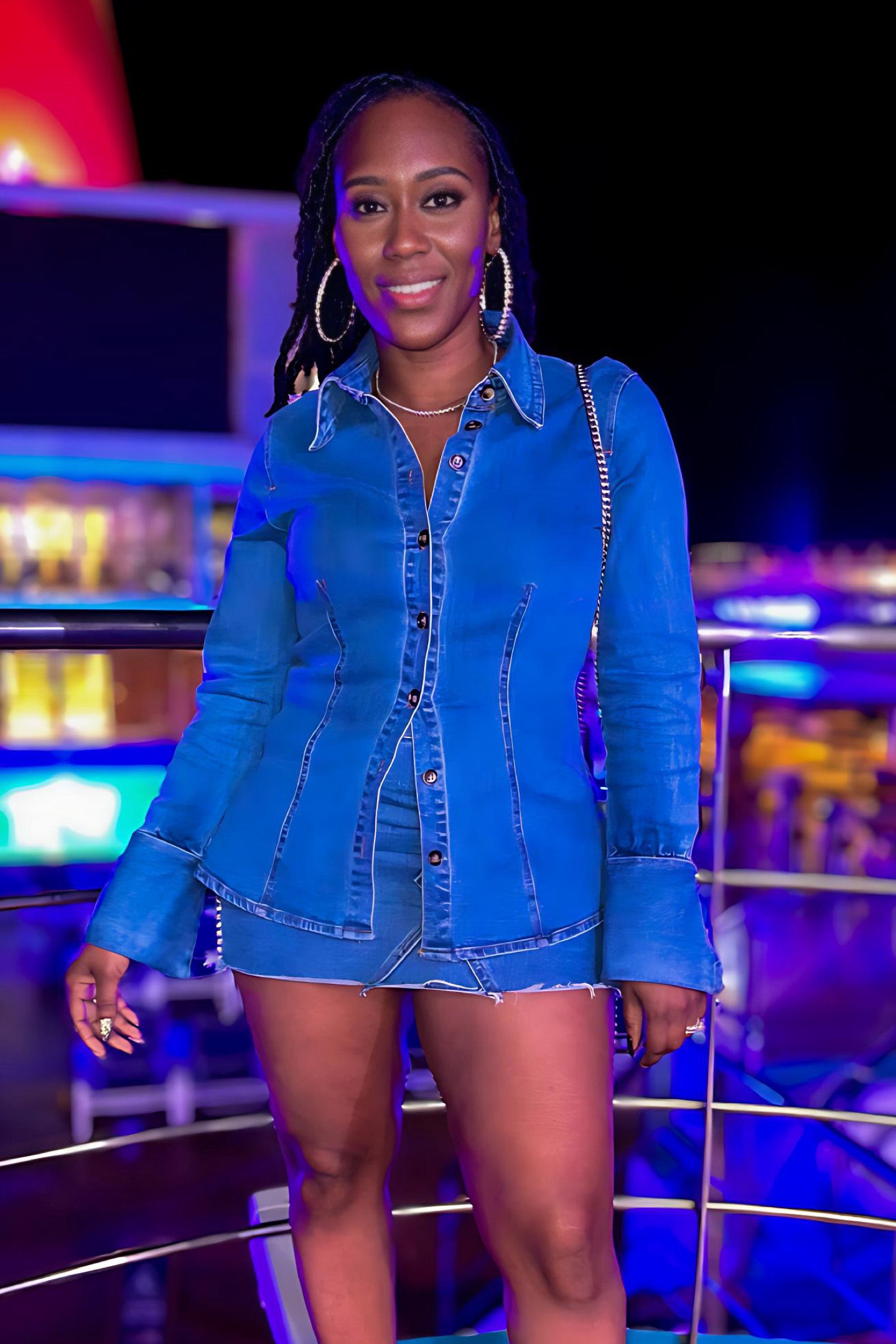 DENIM FLARE BUTTON DOWN