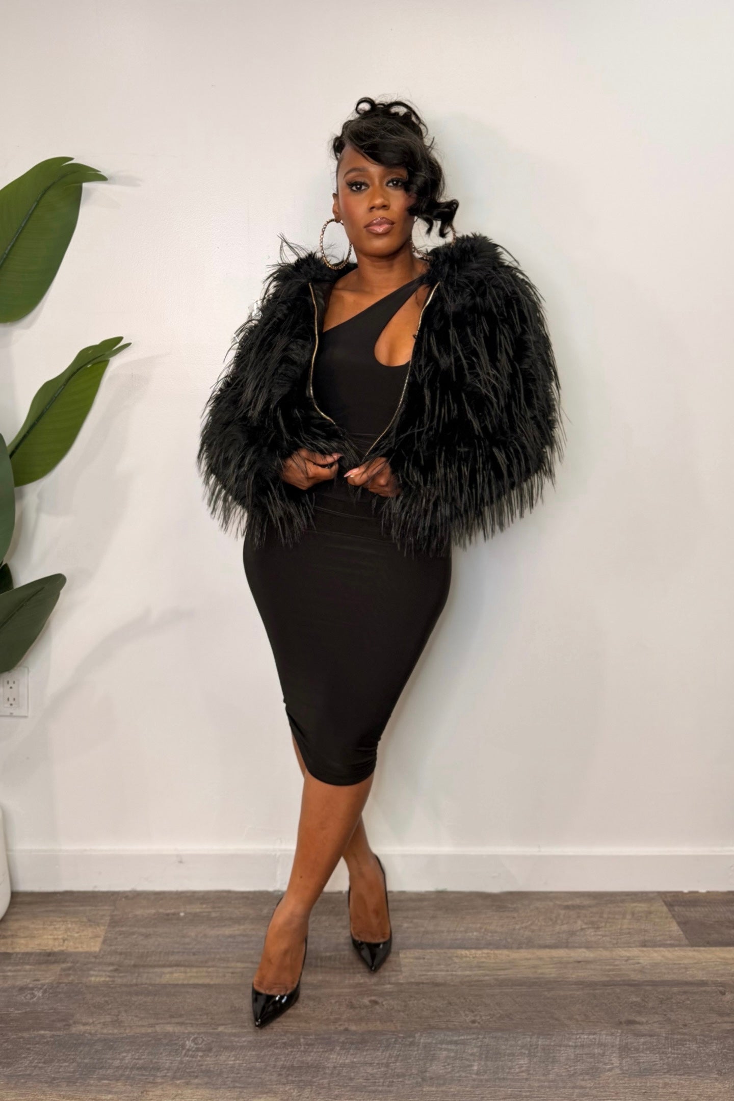 FUZZY FAUX FUR JACKET