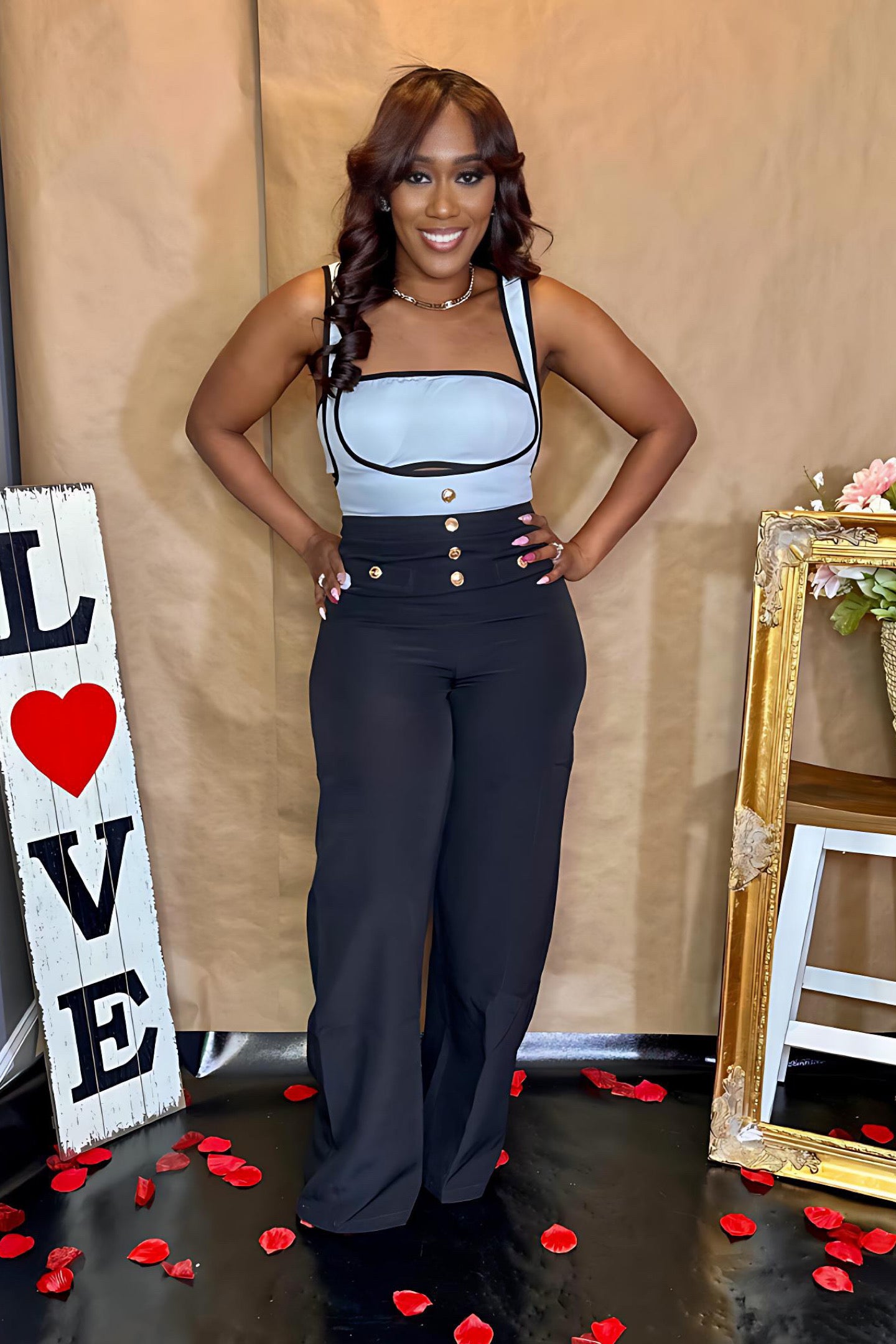 BLACK & WHITE JUMPSUIT SET