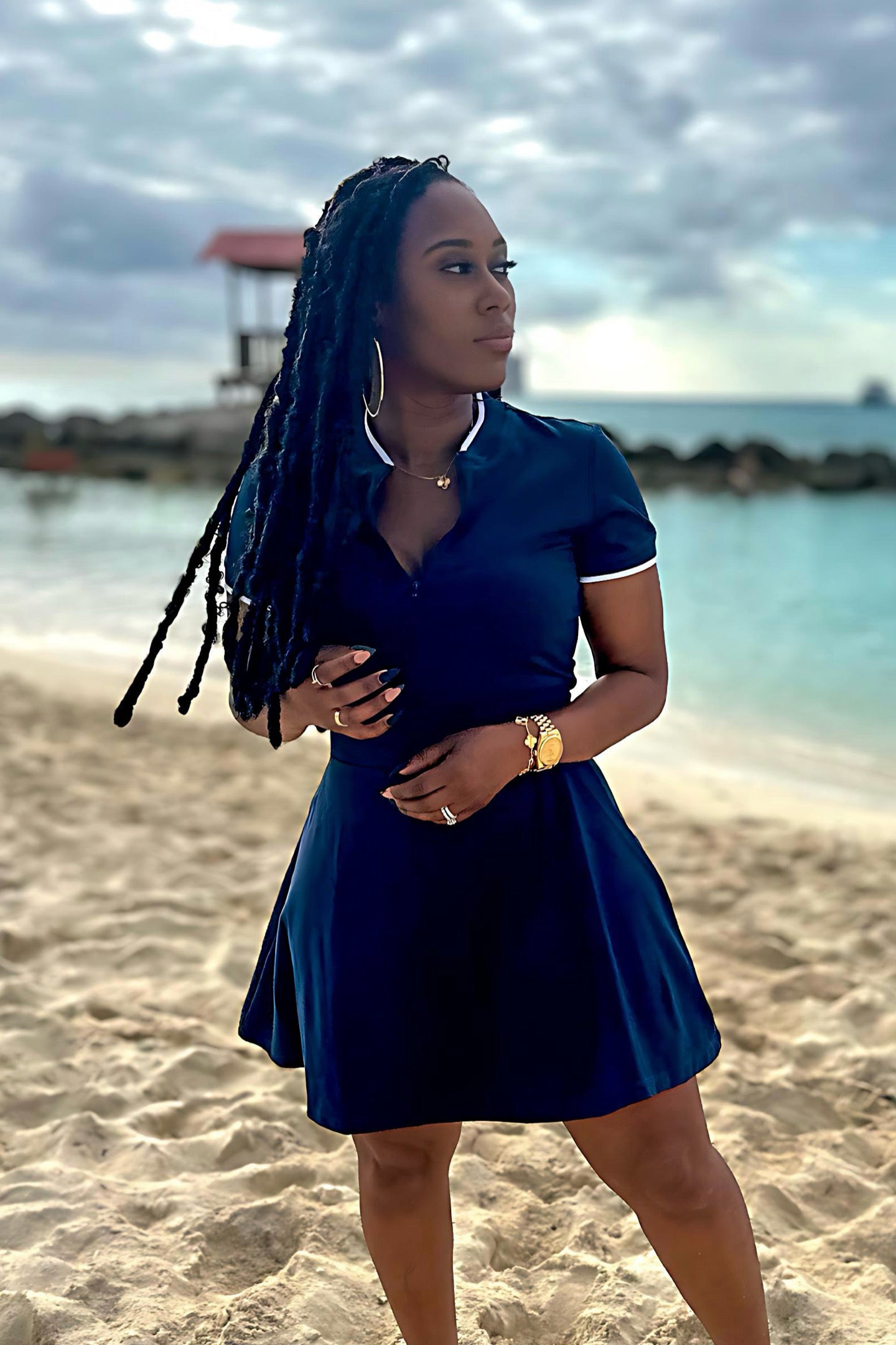 SKATER NAVY BLUE DRESS