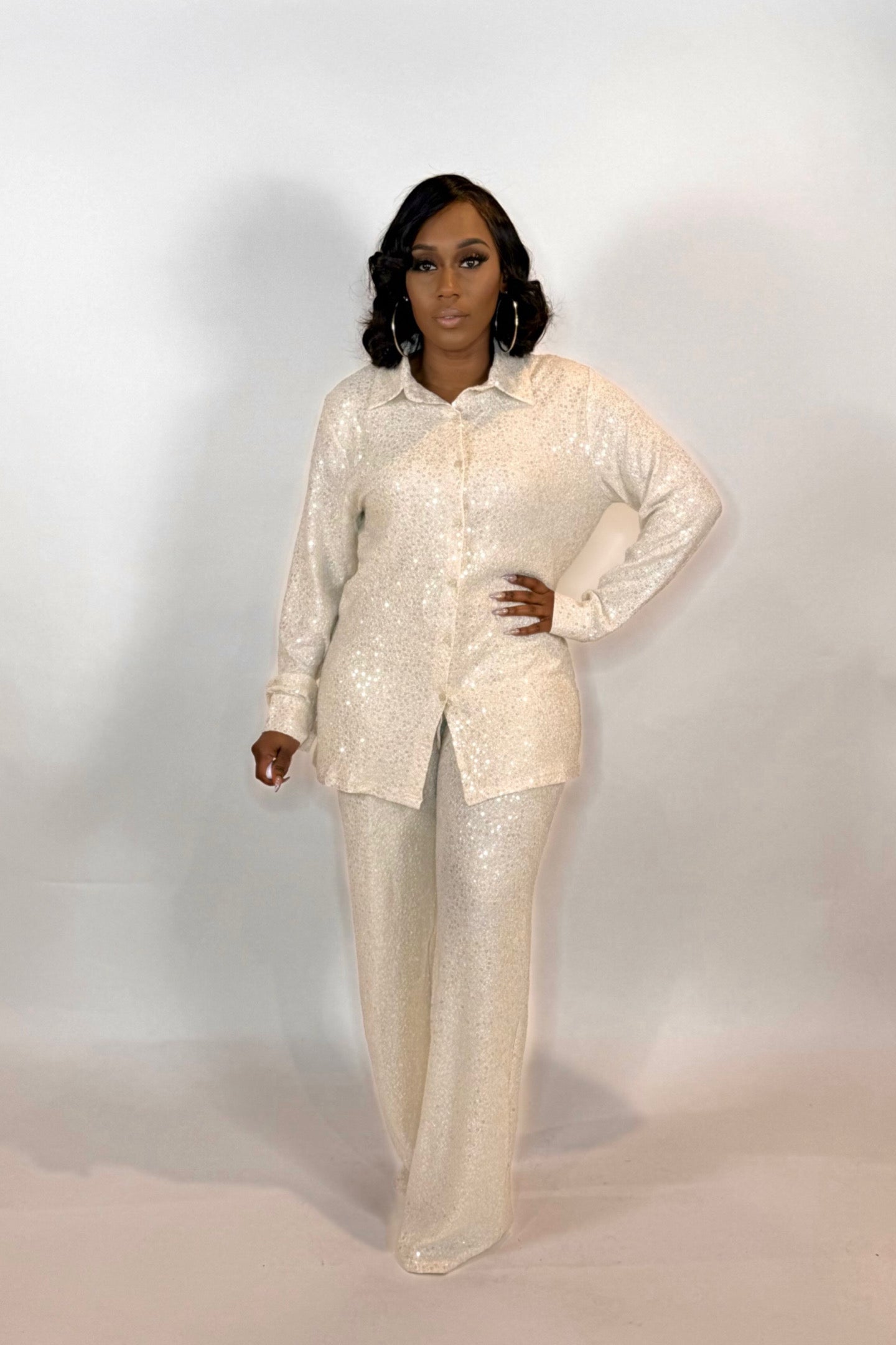 CHAMPAGNE SEQUIN PANT SET