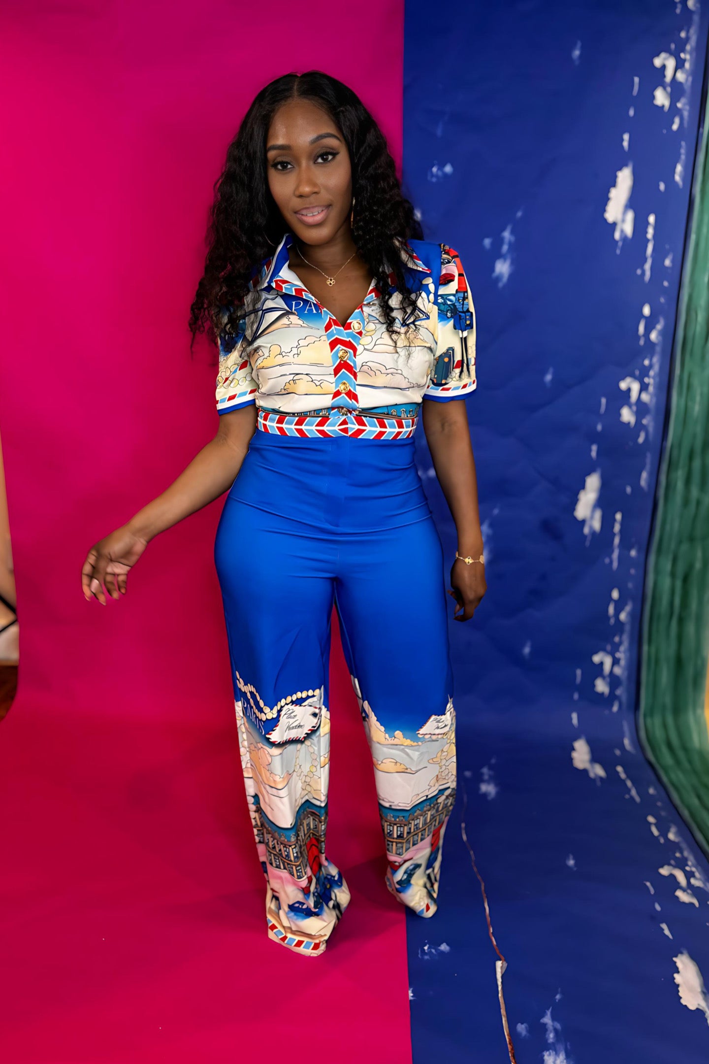 COBALT PRINTED JUMPSUIT