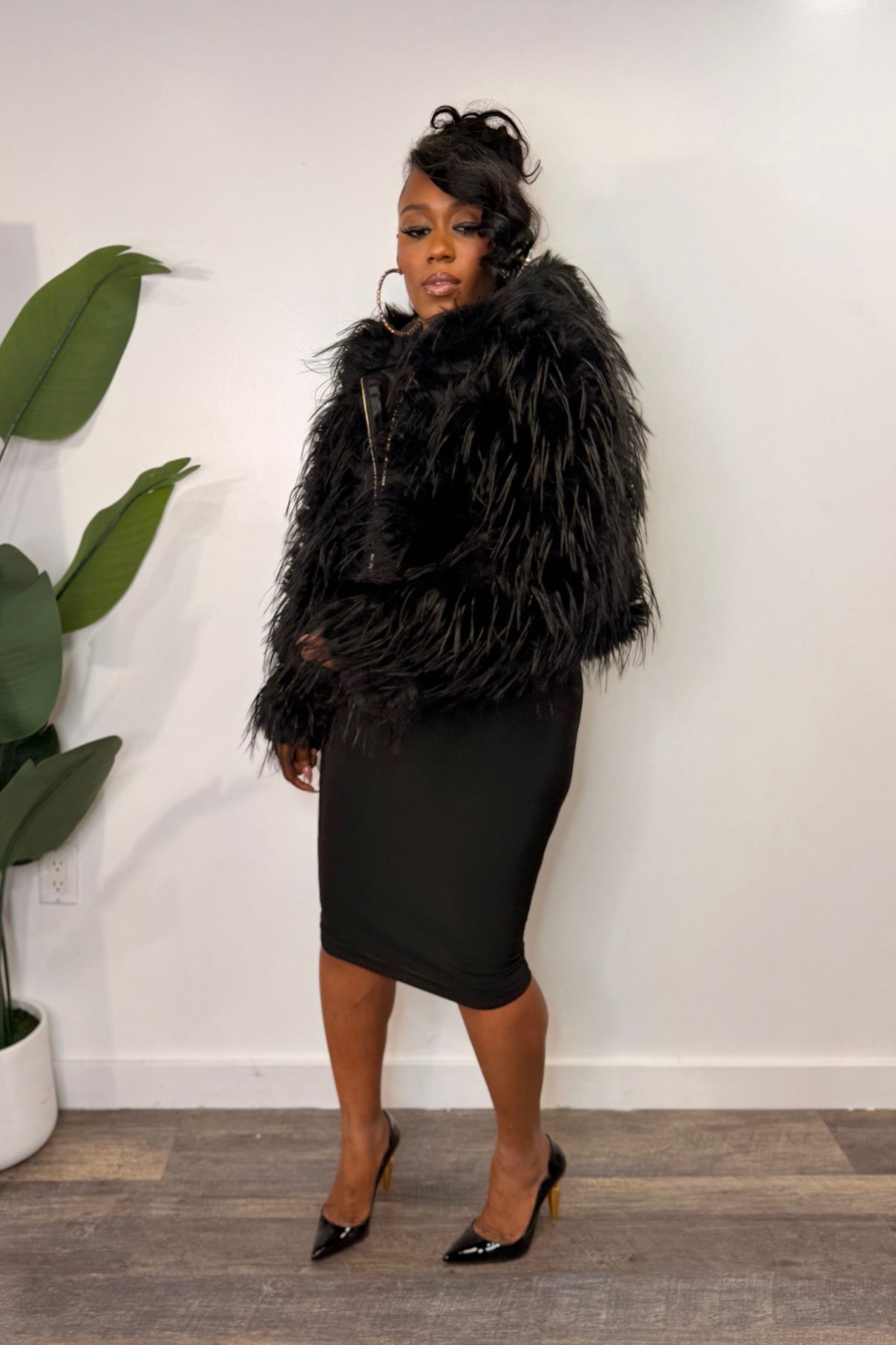 FUZZY FAUX FUR JACKET