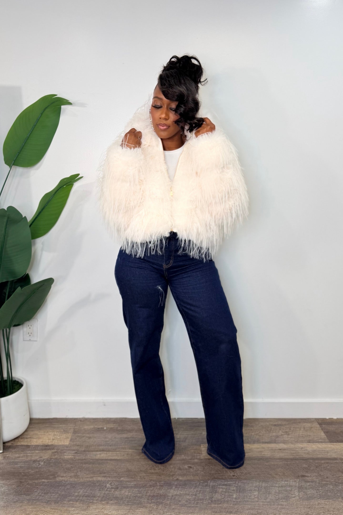 FUZZY FAUX FUR JACKET