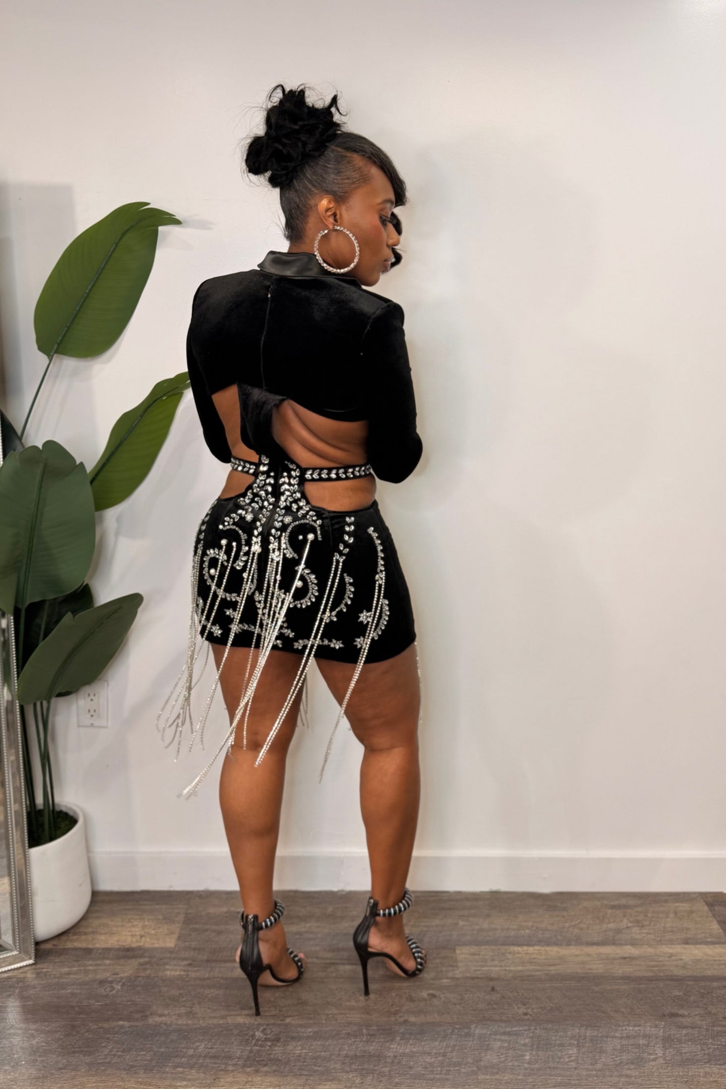 MIDNIGHT EMBELLISHED BLAZER DRESS