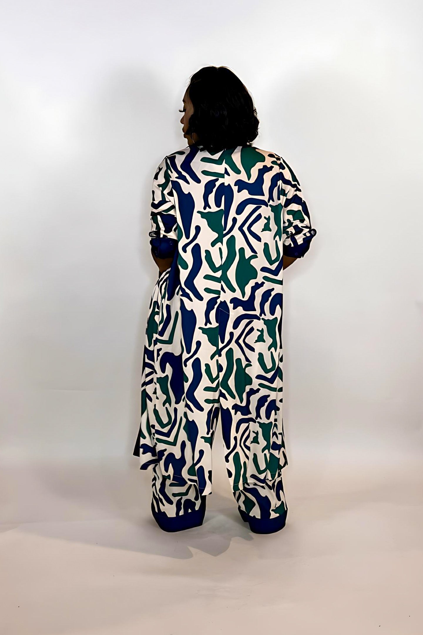 SATIN ABSTRACT PANT SET