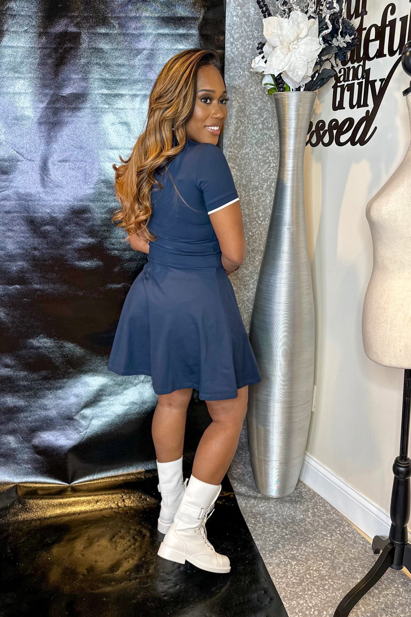 SKATER NAVY BLUE DRESS