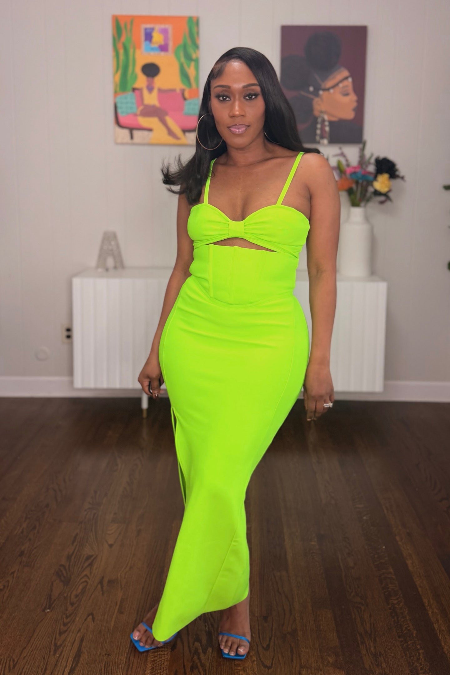 NEON CUTOUT BANDAGE DRESS