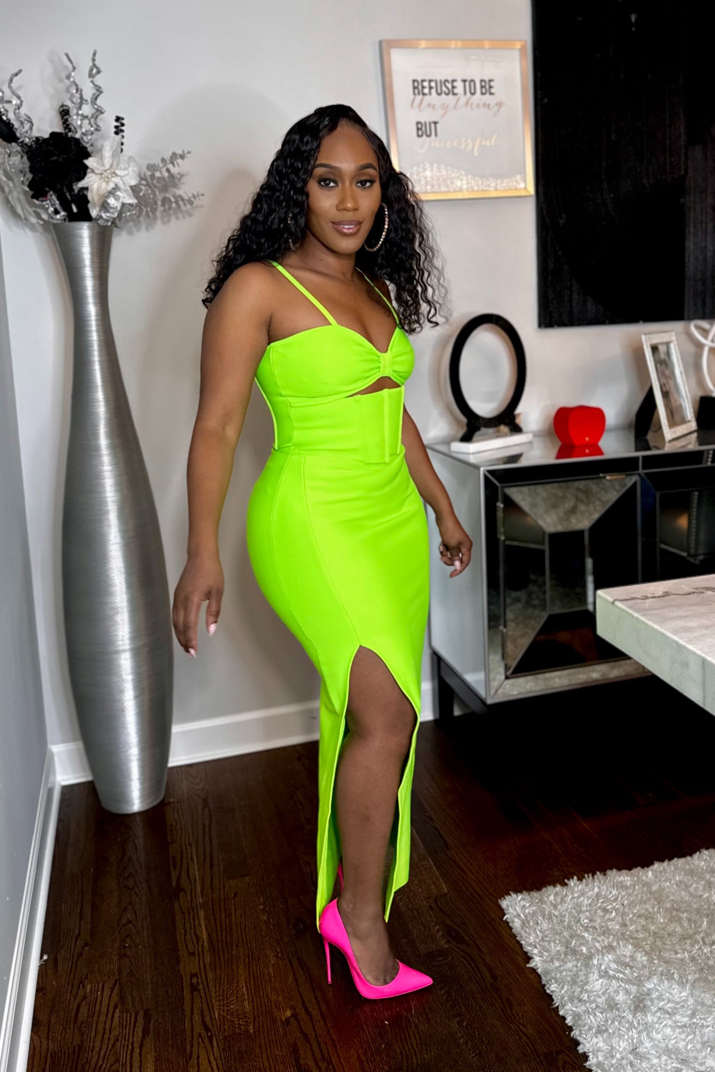 NEON CUTOUT BANDAGE DRESS