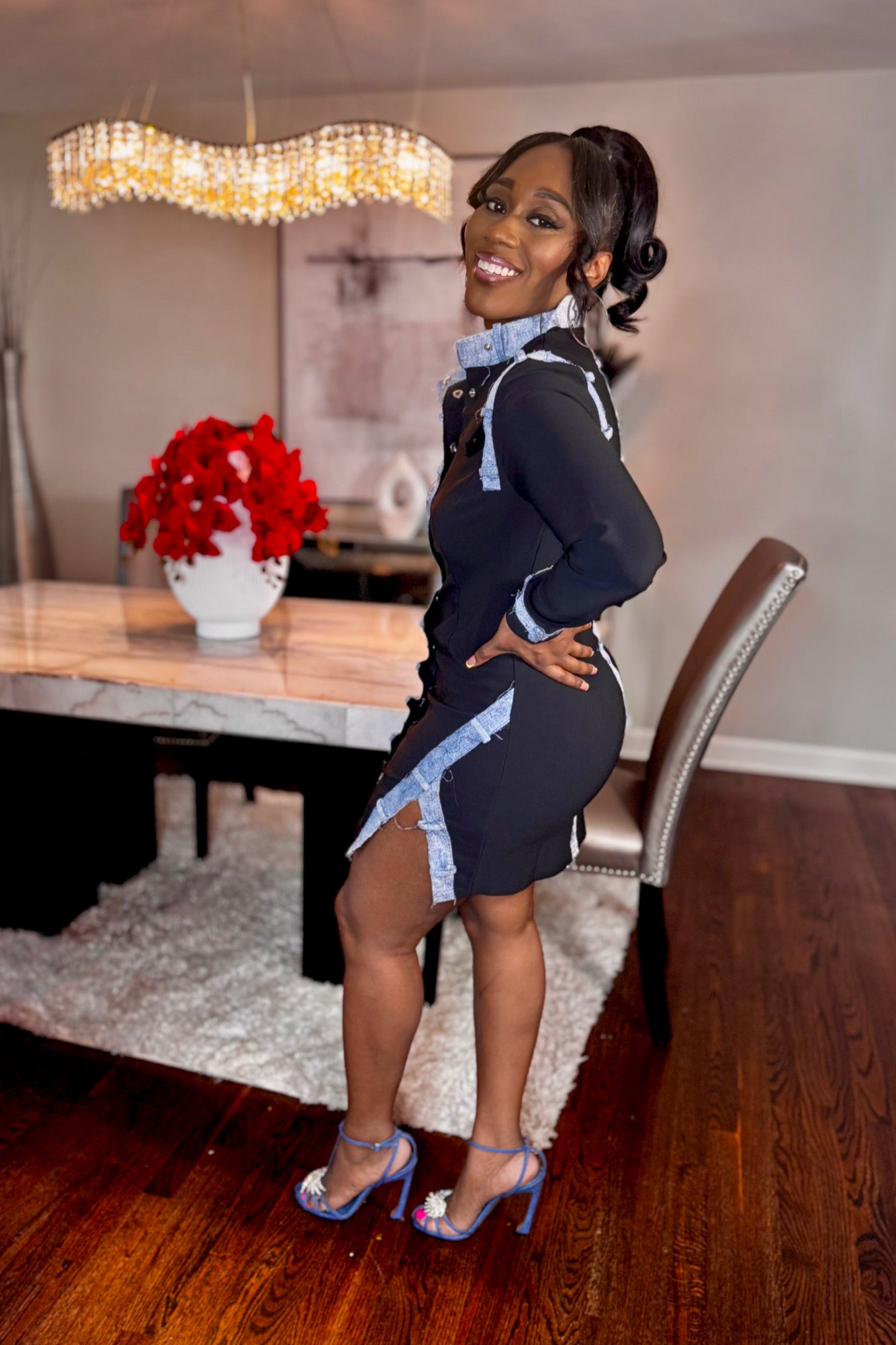 DENIM COMBO DRESS