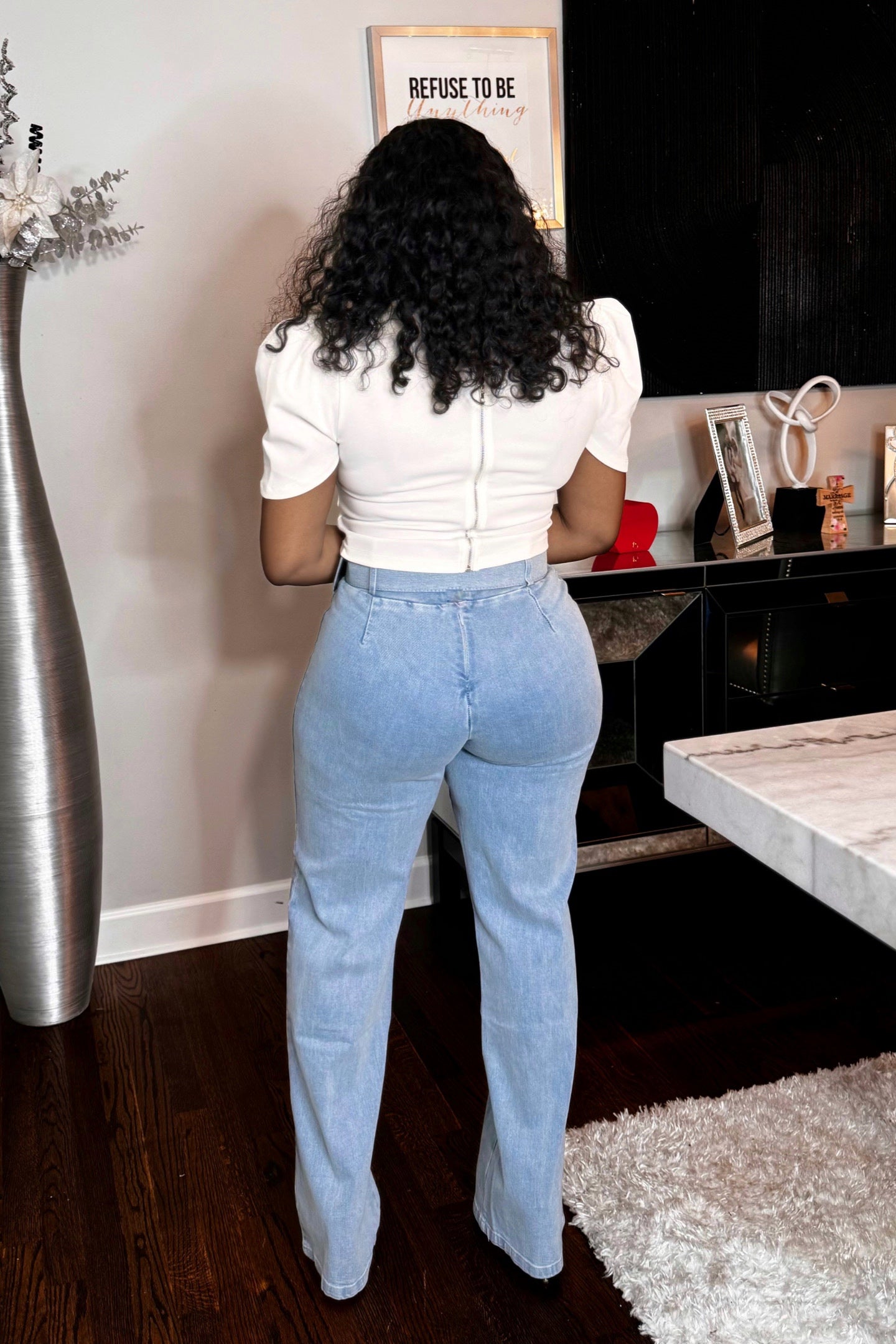 LIGHT HIGH WAIST DENIM PANTS