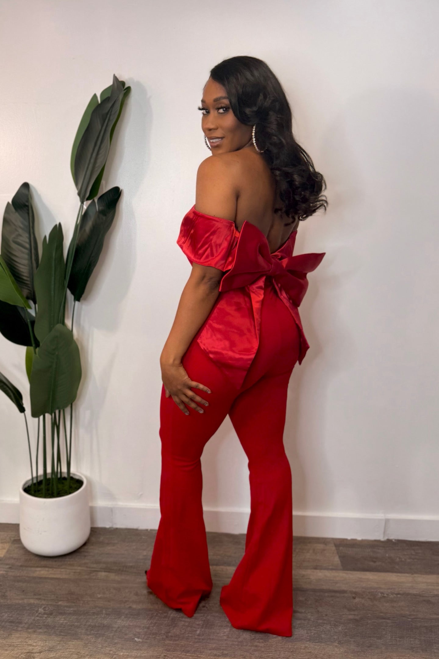 CONTRAST BOW JUMPSUIT