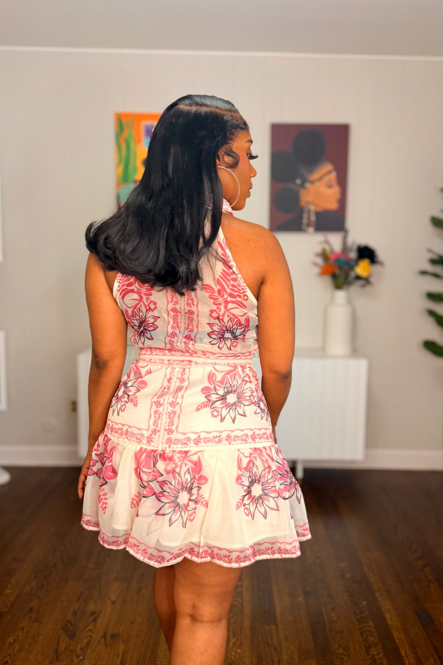 SLEEVELESS CHIFFON MINI DRESS