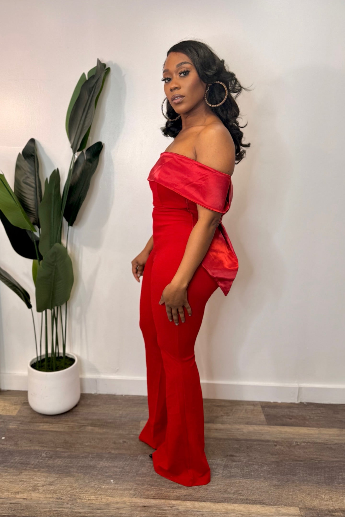 CONTRAST BOW JUMPSUIT