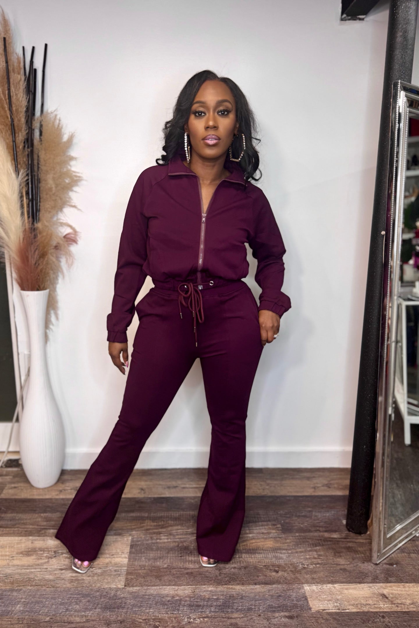 LONG SLEEVE FLARE PANTS SET