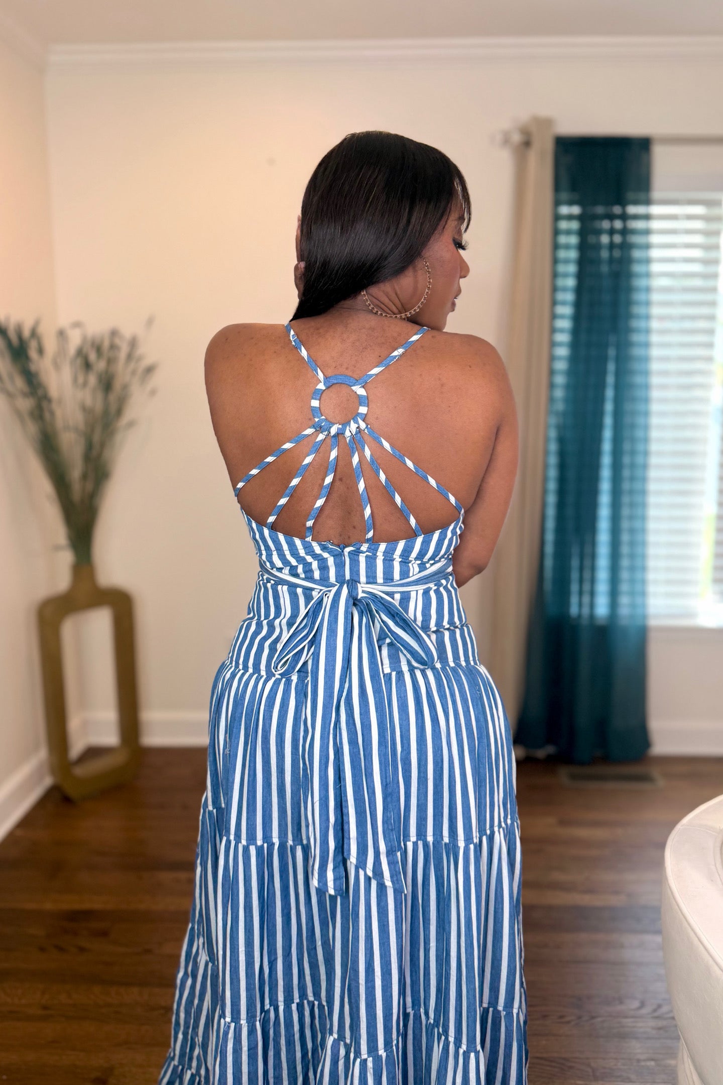 COASTAL BLUE STRIPED MAXI DRESS
