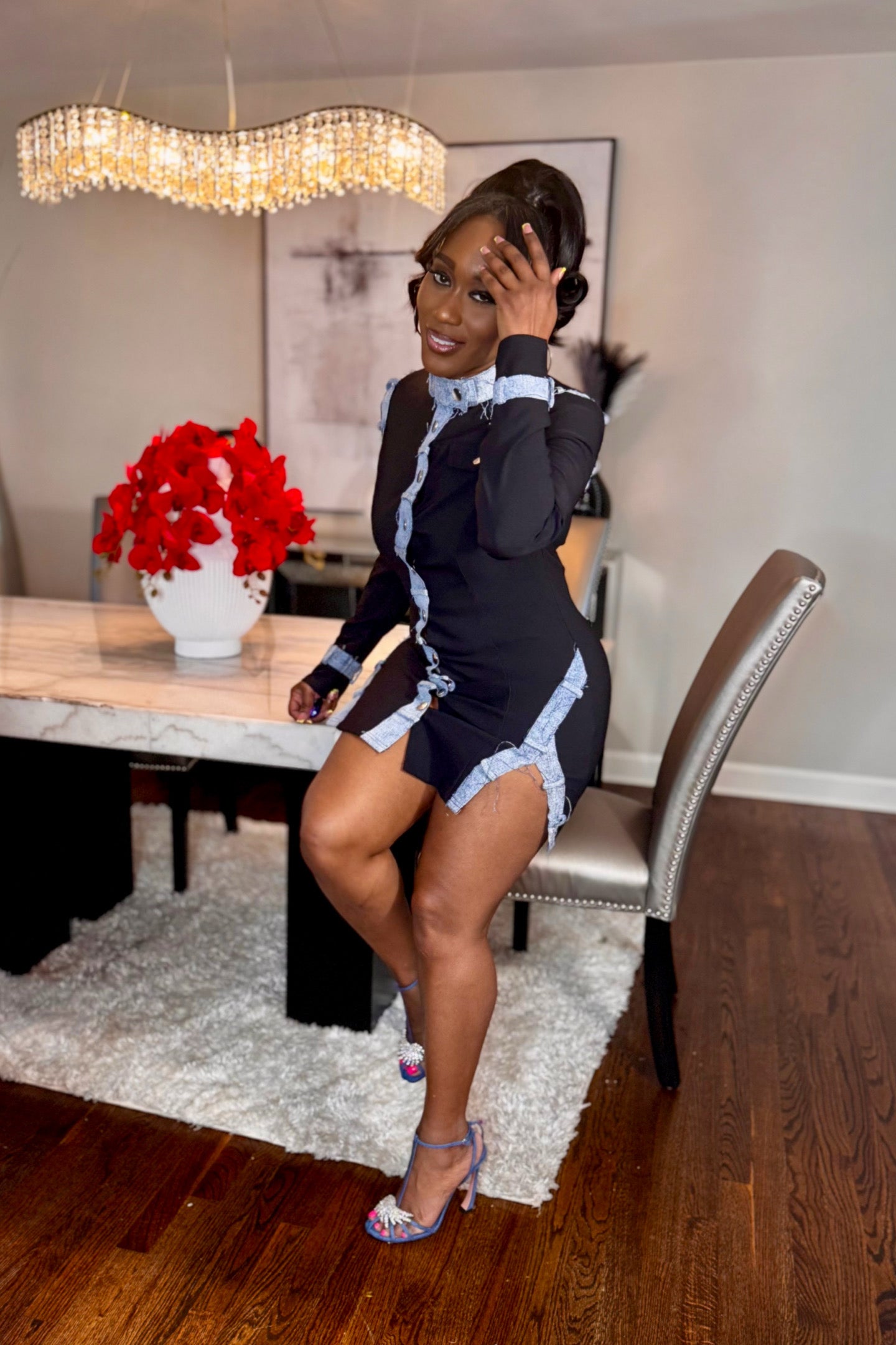 DENIM COMBO DRESS