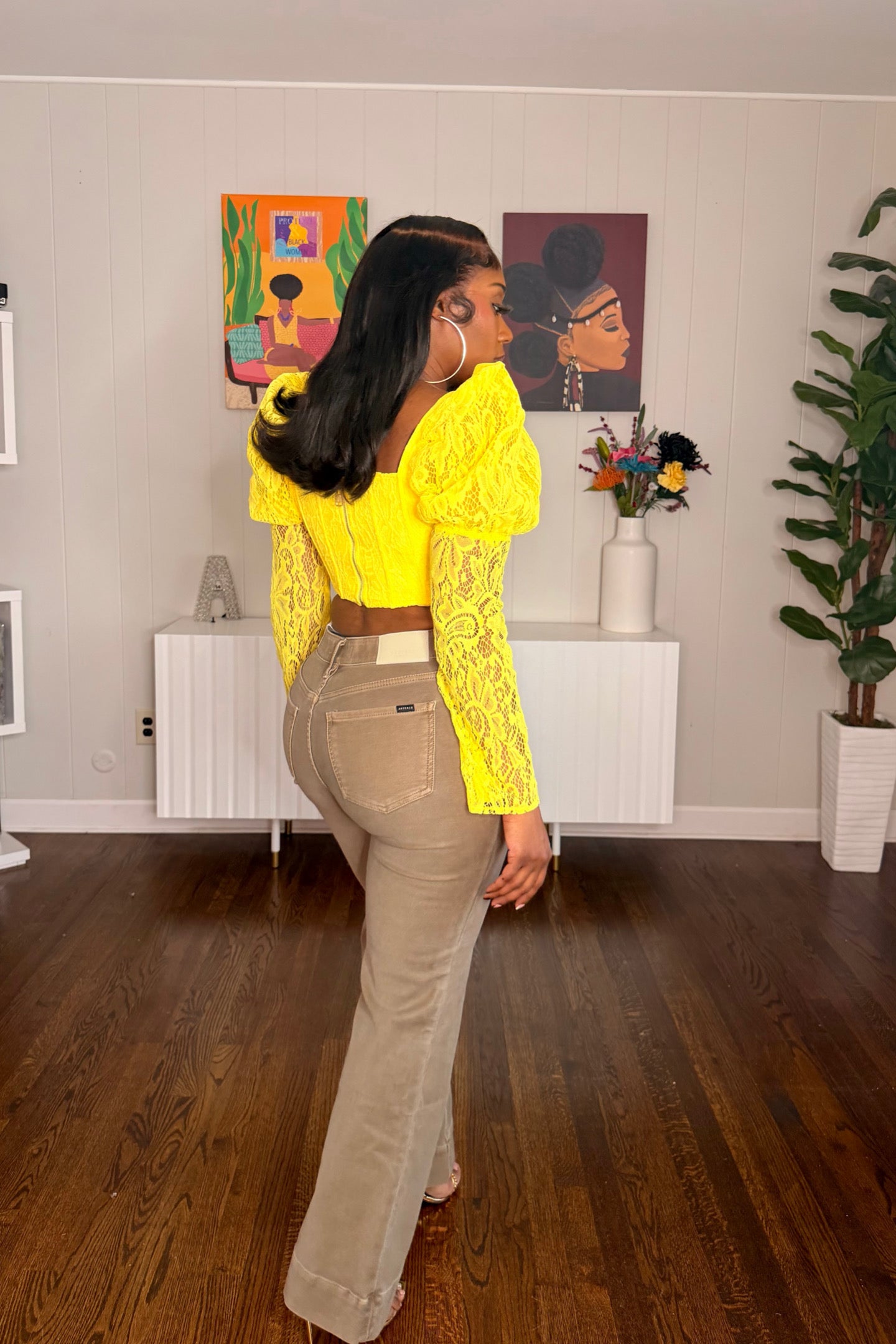 YELLOW LACE CORSET BLOUSE