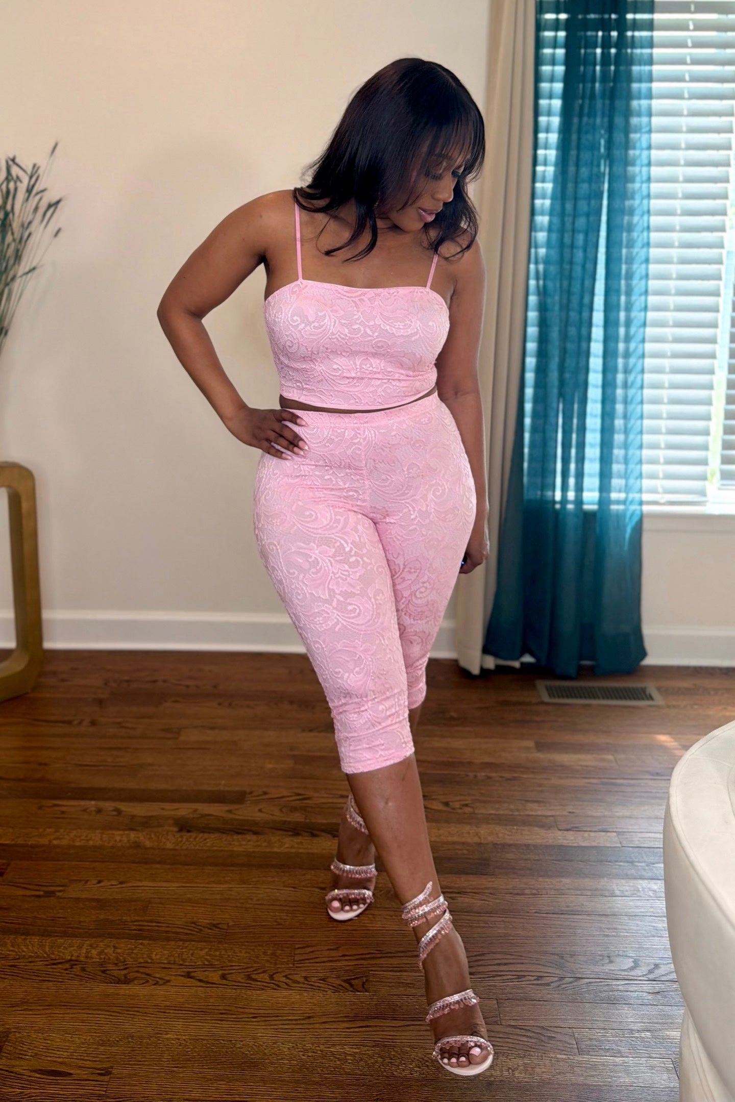LACE STRAPPY CAPRI SET