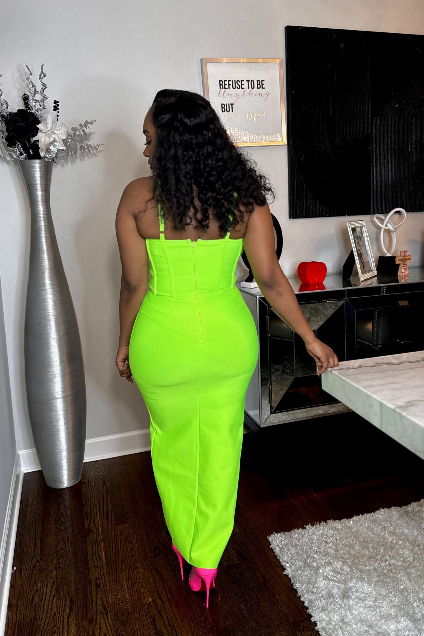 NEON CUTOUT BANDAGE DRESS