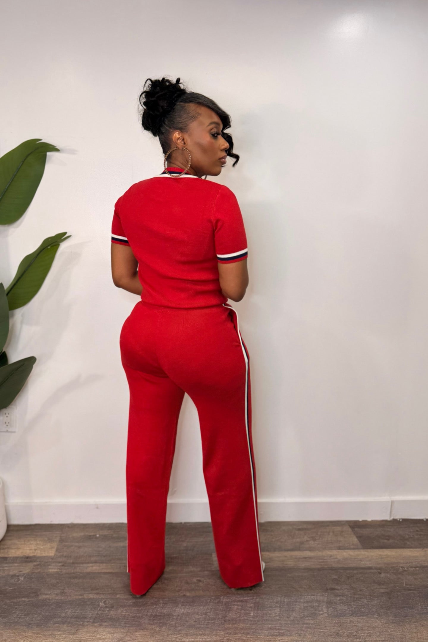 KNIT STRIPE PANTS SET
