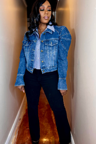 AMERI⭐︎OVER PUFF DENIM JACKET ameri vintage OVER PUFF DENIM