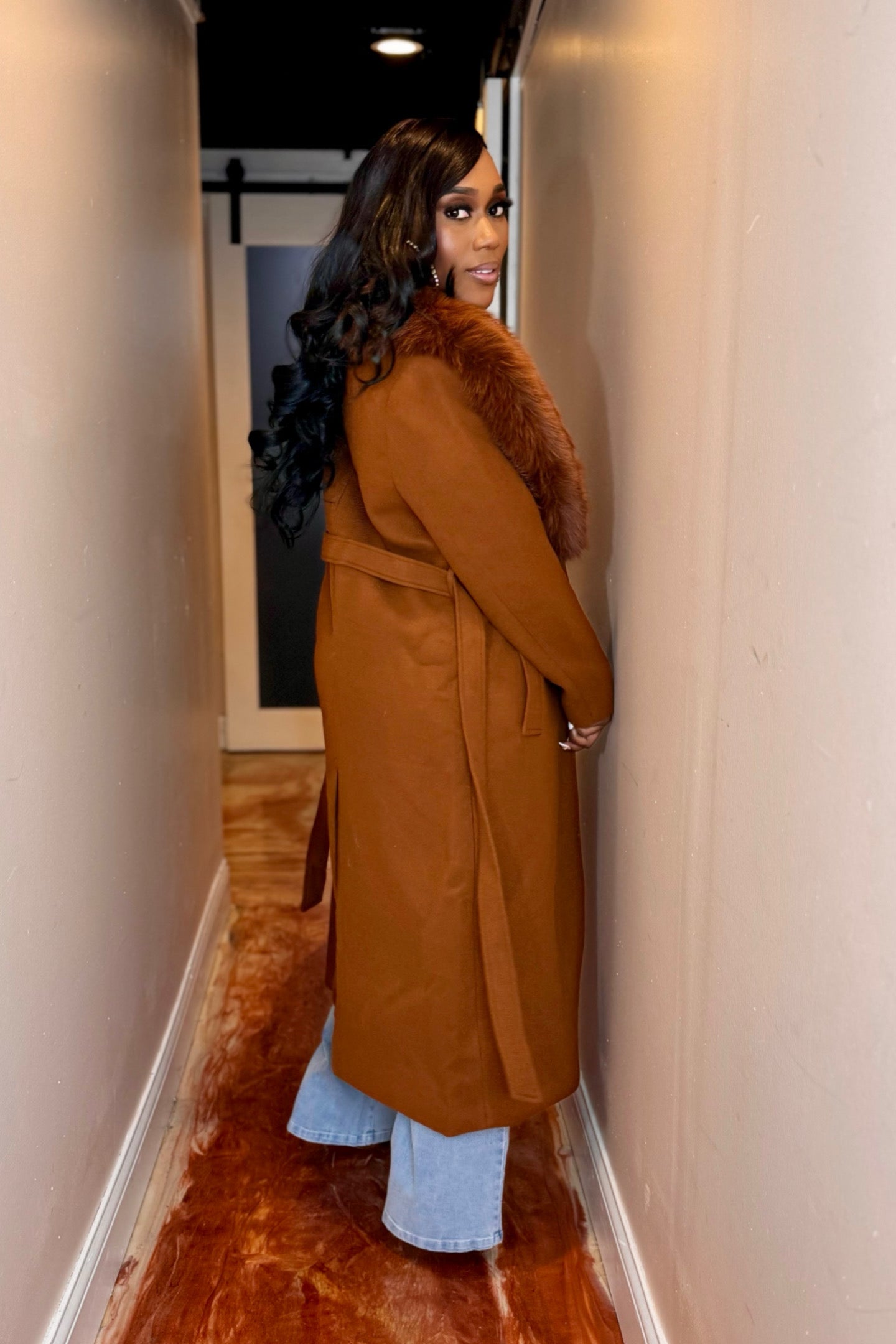 LONG REMOVABLE FUR TRENCH