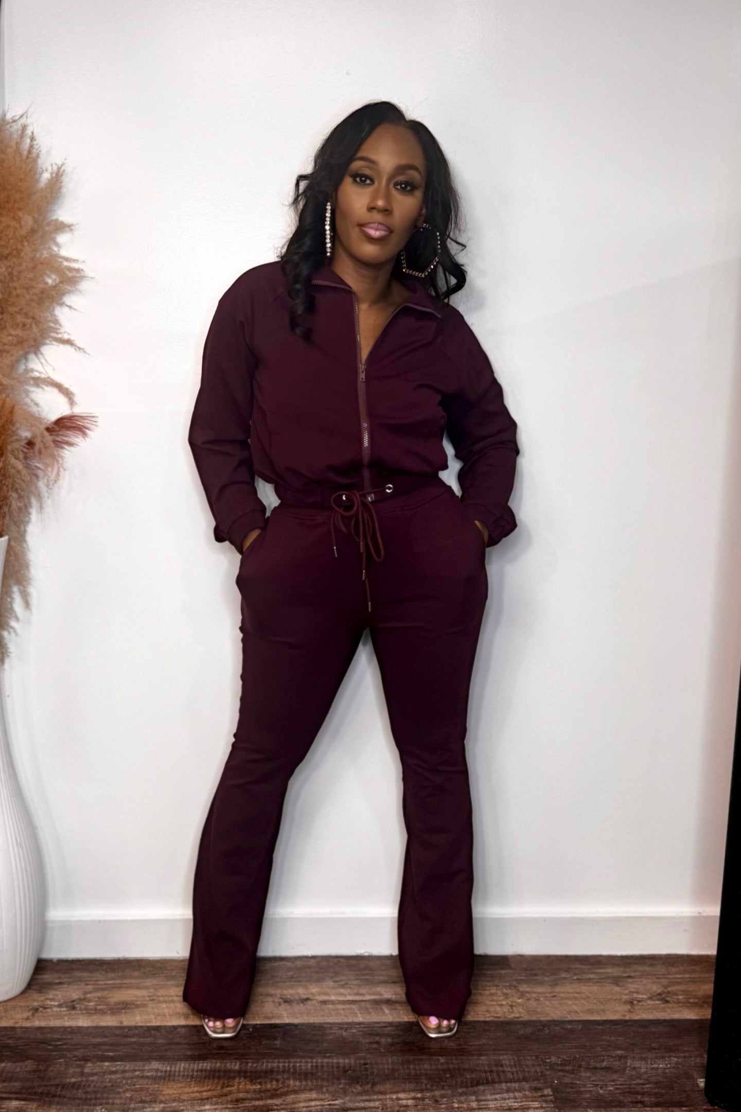 LONG SLEEVE FLARE PANTS SET