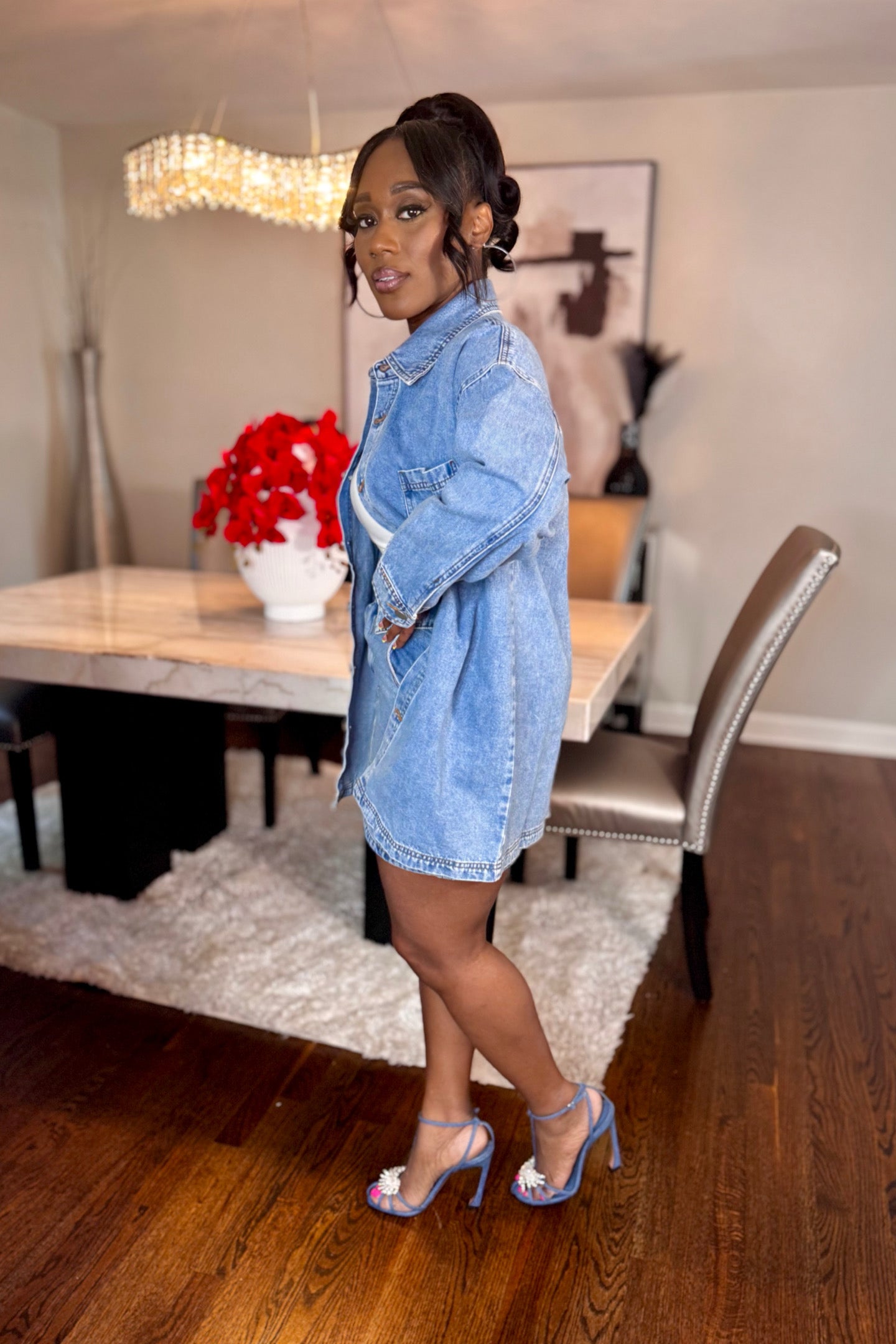 DENIM SHACKET AND SKIRT SET