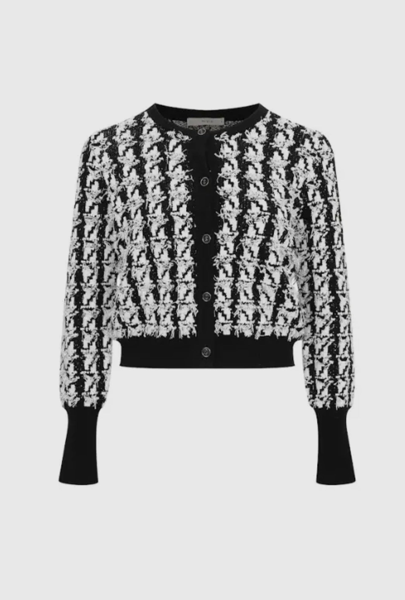 HOUNDSTOOTH TEXTURED KNIT CARDIGAN