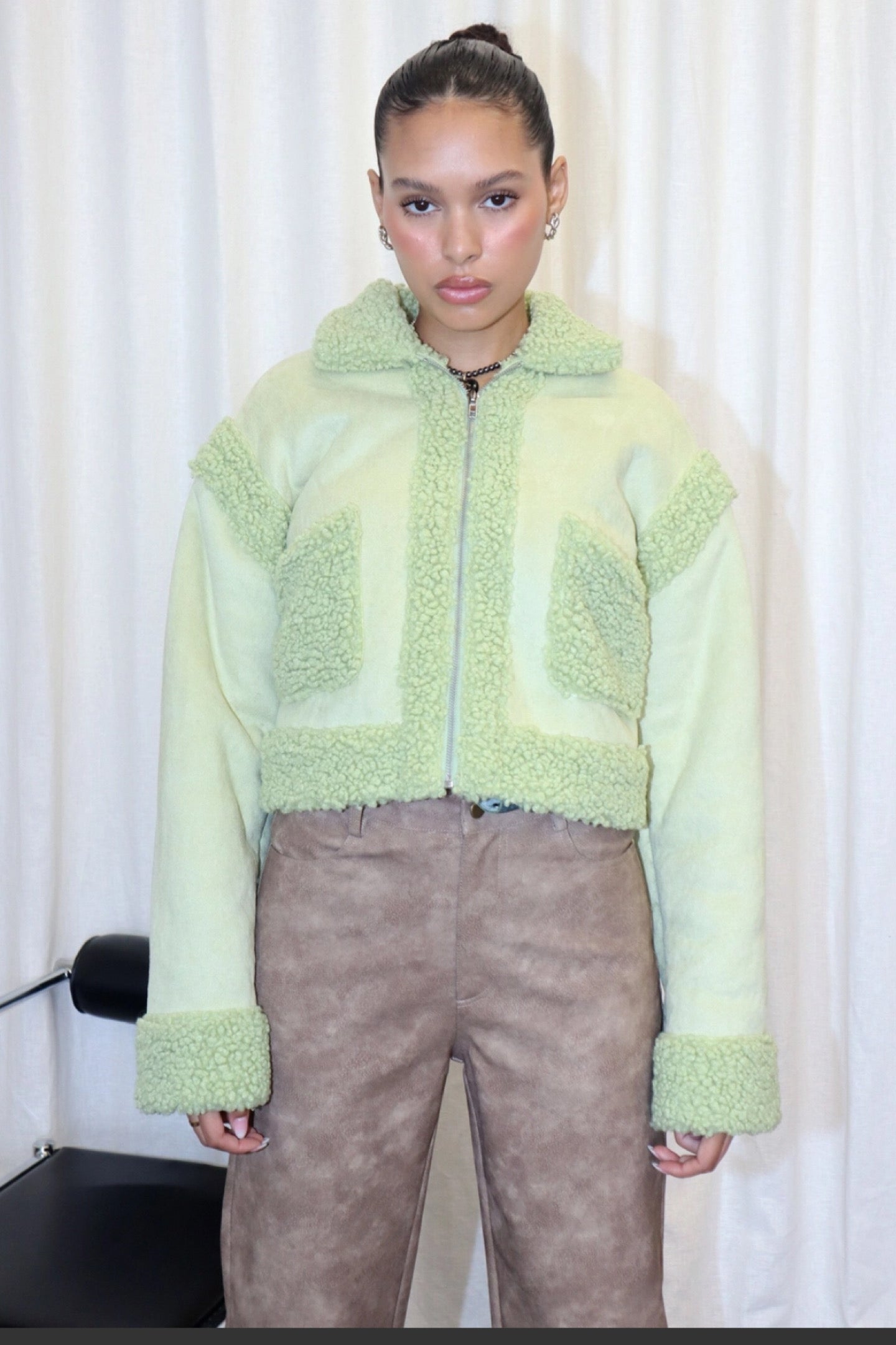 MINT SHEARLING JACKET