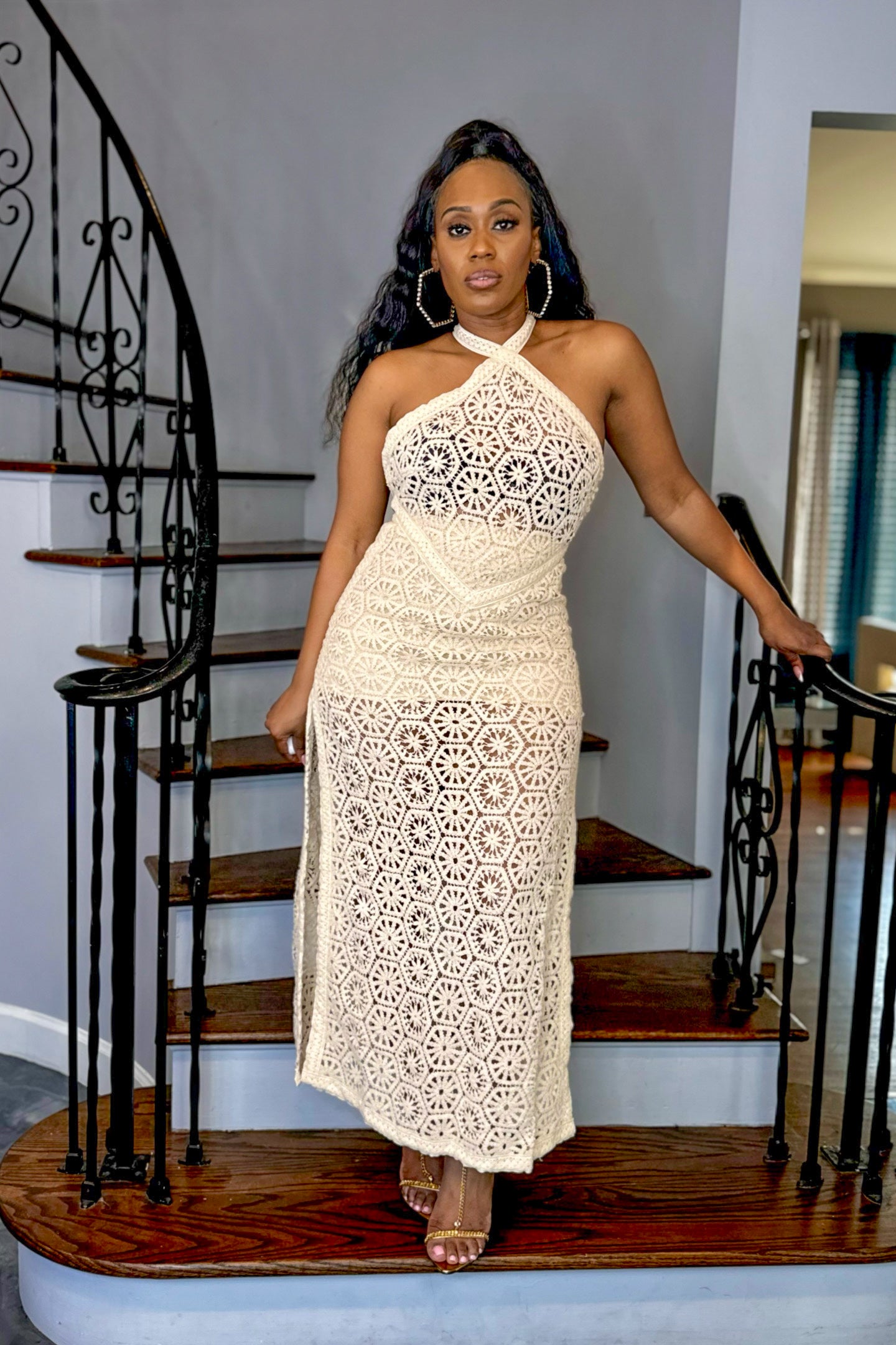 crochet halter maxi dress Coastal Cowgirl Crochet Halter Maxi Dress natural / Medium (4/6)