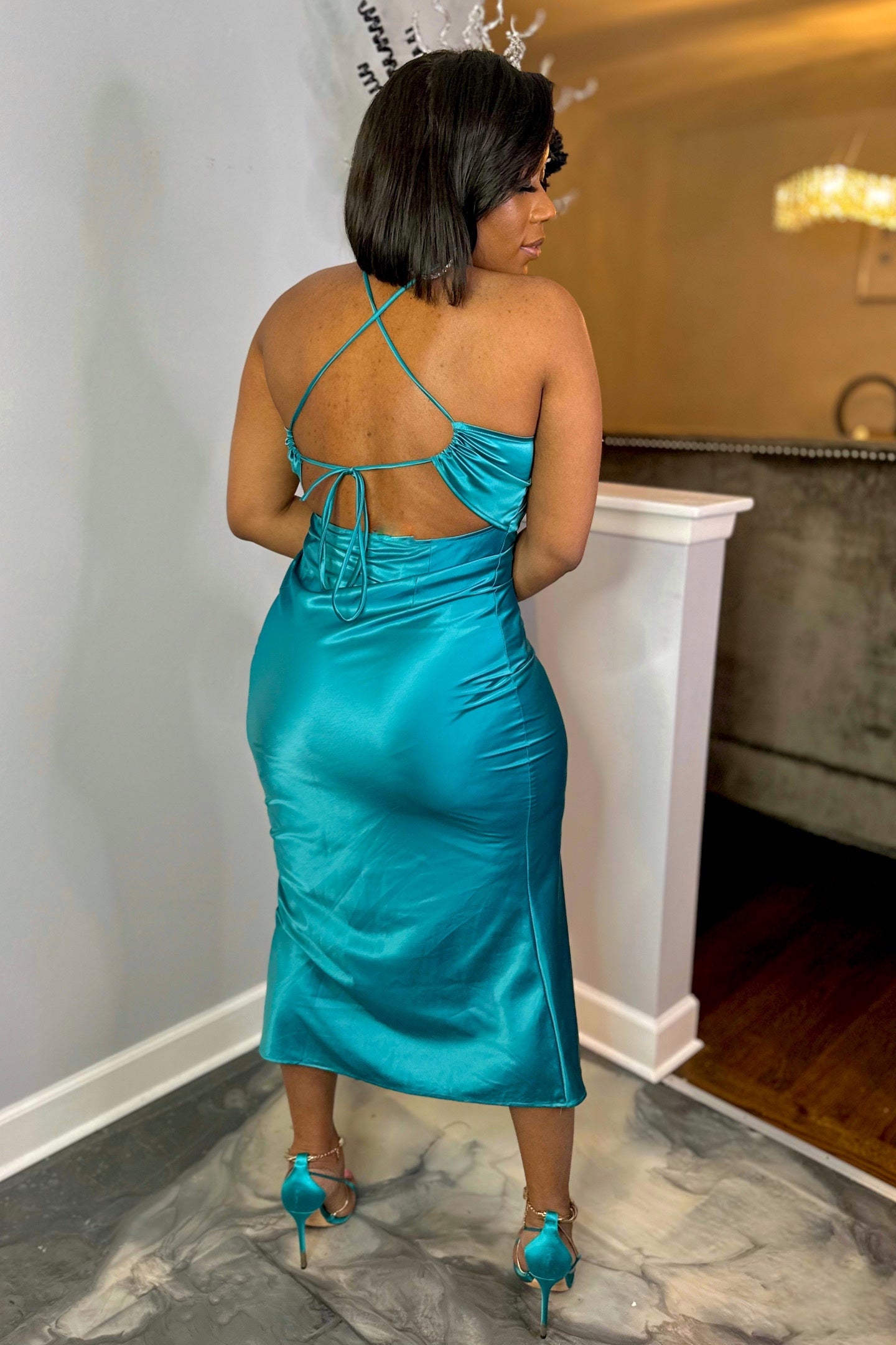 SATIN CUTOUT MIDI