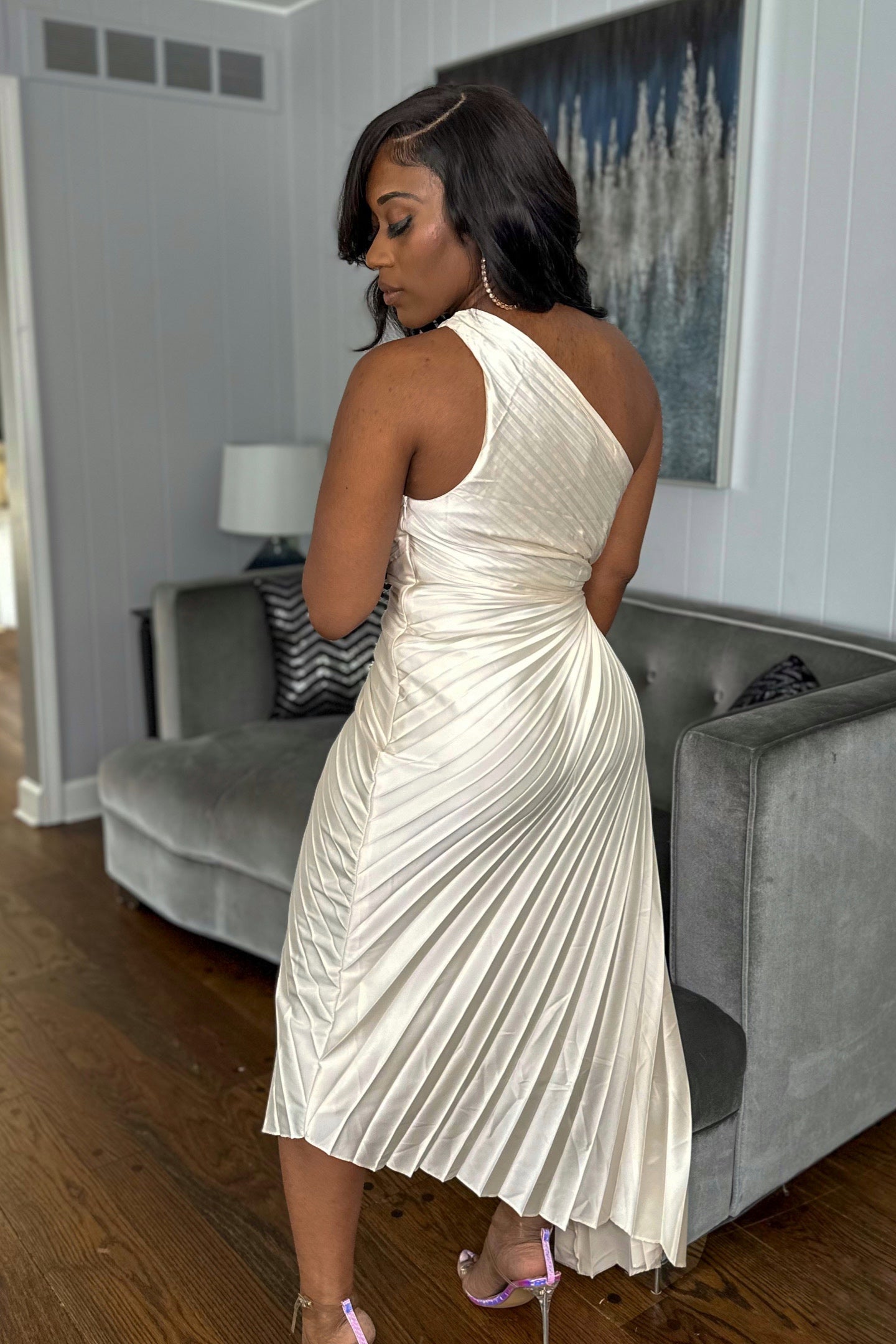 ASYMMETRICAL PLEATED MAXI DRESS – Andreeaa