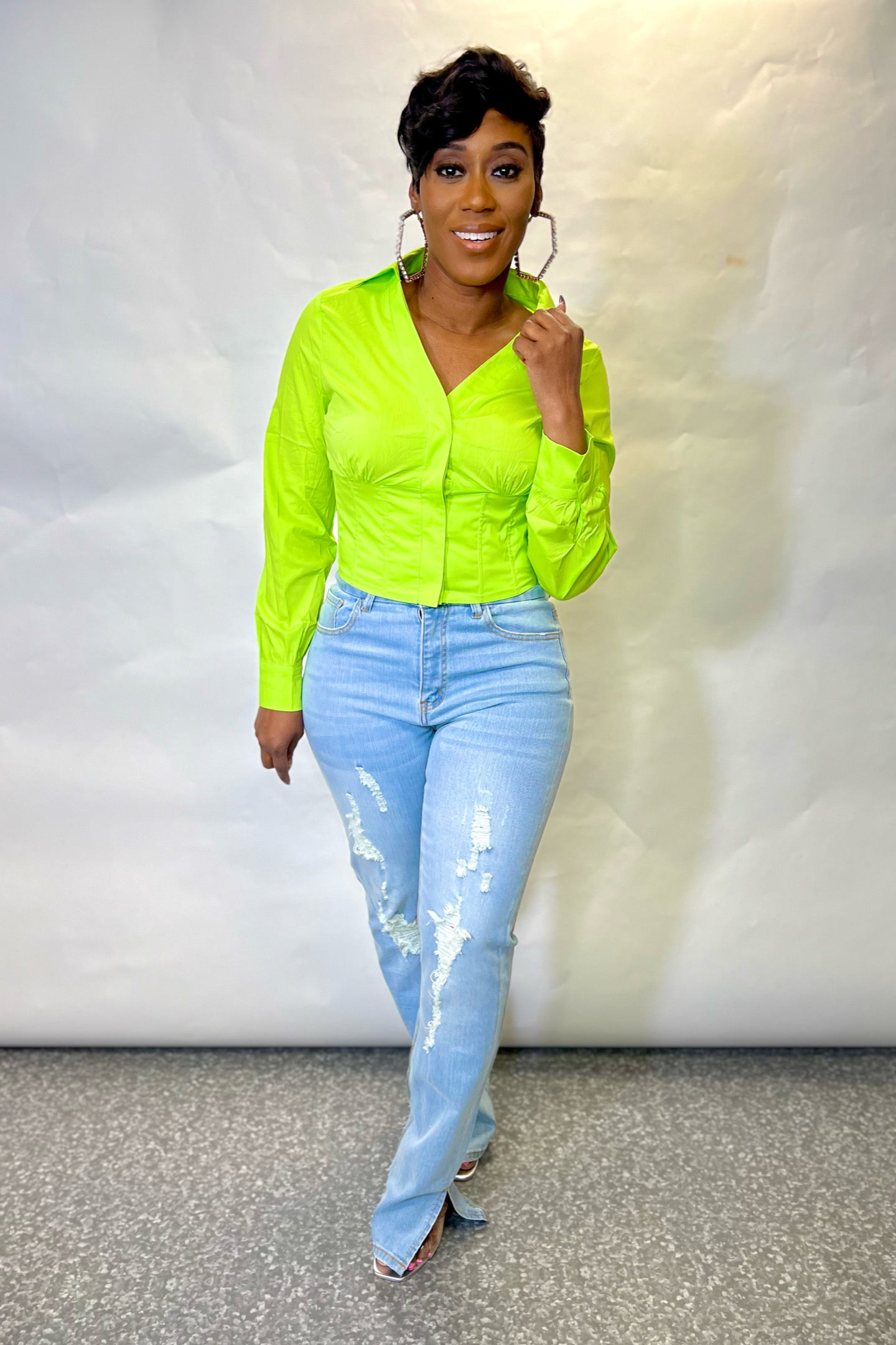 NEON CORSET BUTTON UP