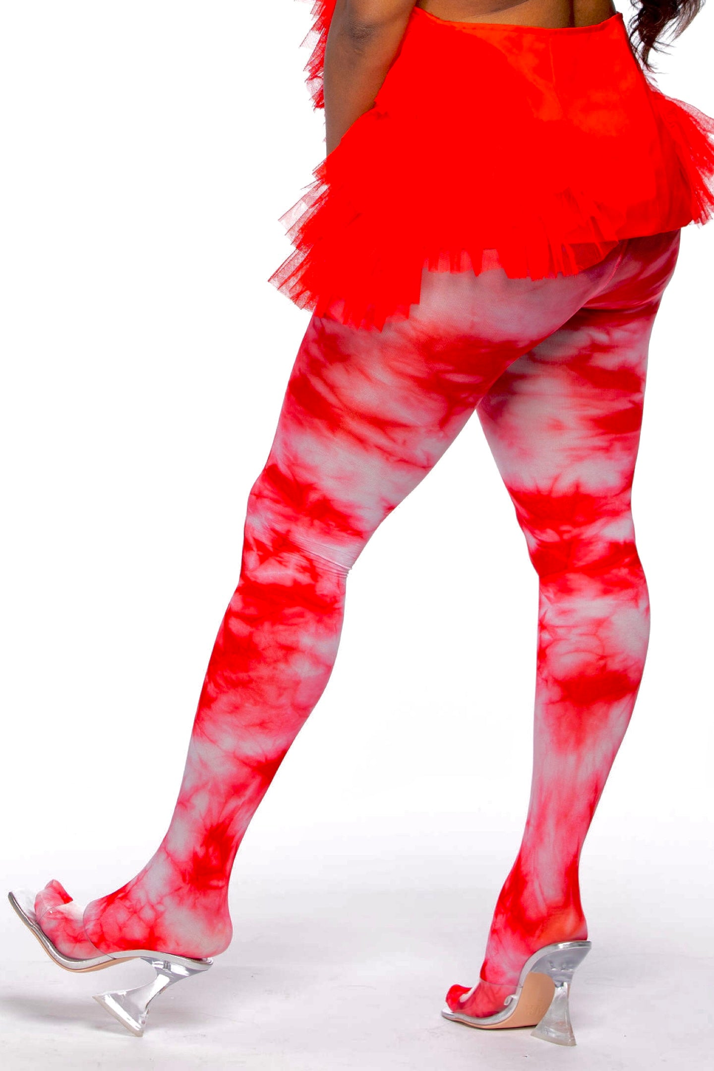 RED TIE DYE HIGH WAISTED TIGHTS