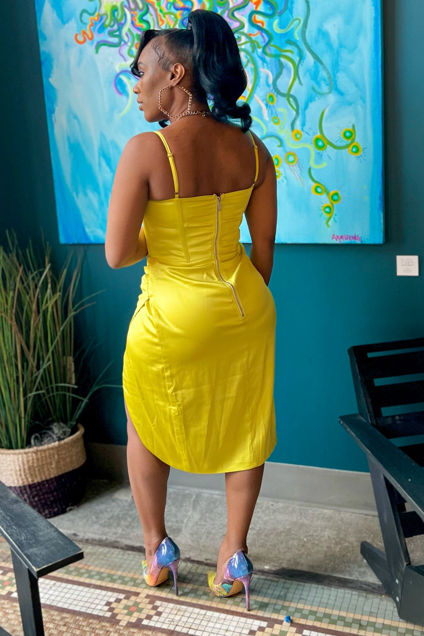 LEMON LIME SATIN DRESS